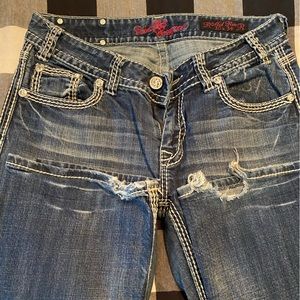 Rock & Roll Cowgirl Midrise Bootcut Jeans. Size 30x34. Rhinestone bling.
